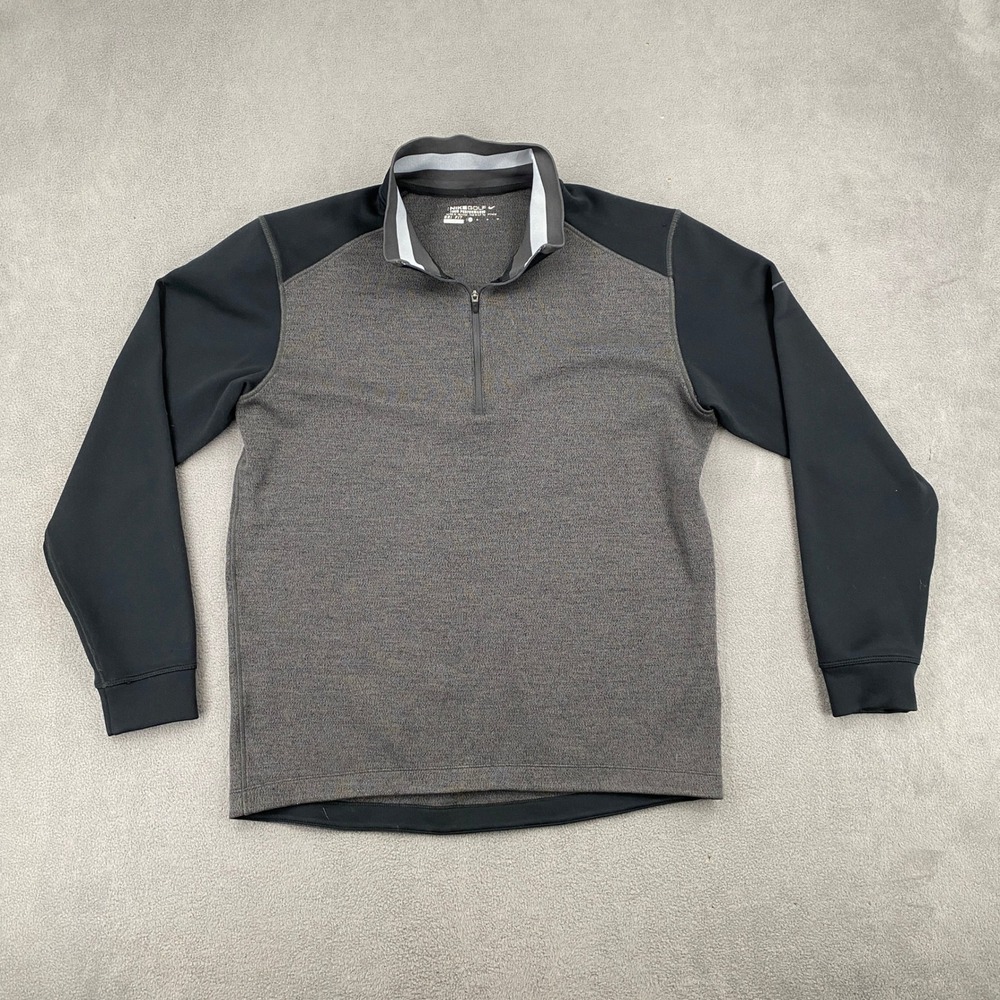 Nike Golf Tour Performance Dri-FIT Quarter Zip Gray Black Pullover 509095-010 M